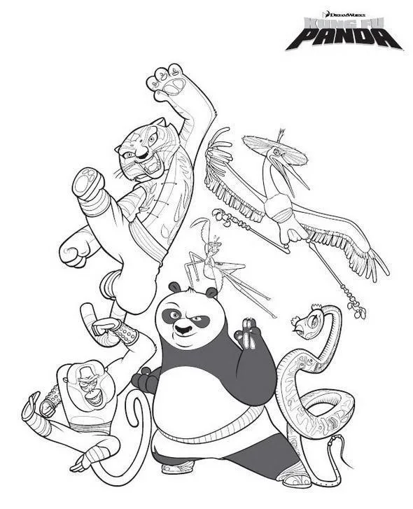 Desenho de Kung Fu Panda para colorir e imprimir: número 1