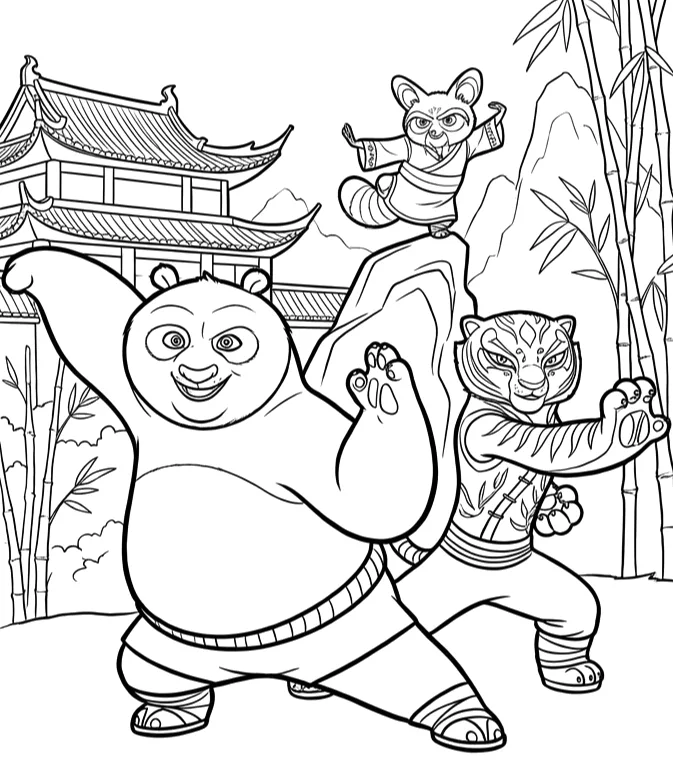 Desenho de Kung Fu Panda para colorir e imprimir: número 12