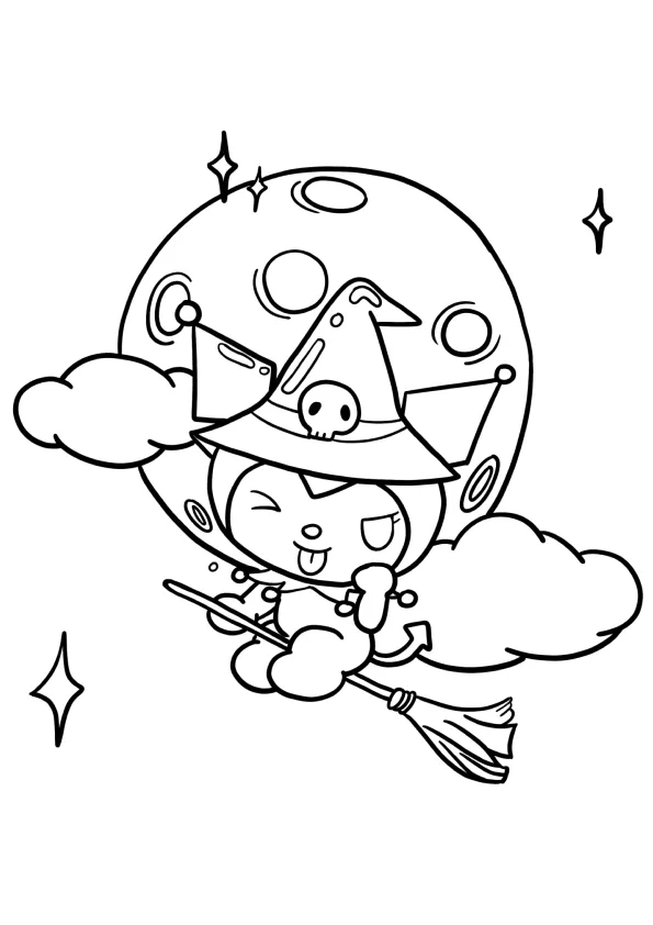Desenho de Kuromi para colorir e imprimir: número 1