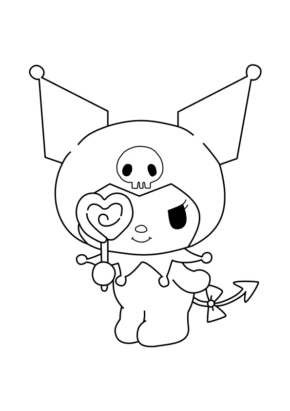 Desenho de Kuromi para colorir e imprimir: número 2