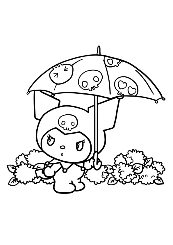 Desenho de Kuromi para colorir e imprimir: número 4