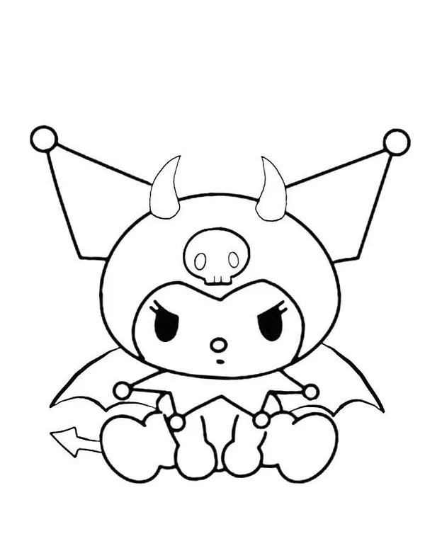 Desenho de Kuromi para colorir e imprimir: número 5