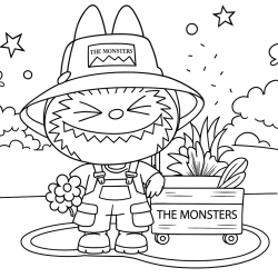 Desenho de Labubu para colorir e imprimir: número 2