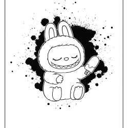 Desenho de Labubu para colorir e imprimir: número 4