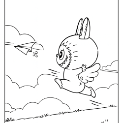 Desenho de Labubu para colorir e imprimir: número 5