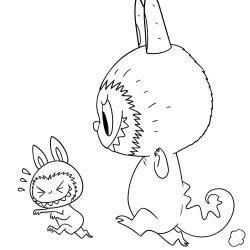Desenho de Labubu para colorir e imprimir: número 6