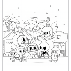Desenho de Labubu para colorir e imprimir: número 8
