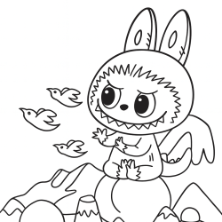 Desenho de Labubu para colorir e imprimir: número 12