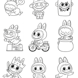Desenho de Labubu para colorir e imprimir: número 13