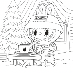 Desenho de Labubu para colorir e imprimir: número 18
