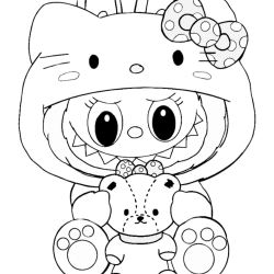 Desenho de Labubu para colorir e imprimir: número 22