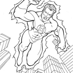Desenho de Lanterna Verde para colorir e imprimir: número 6