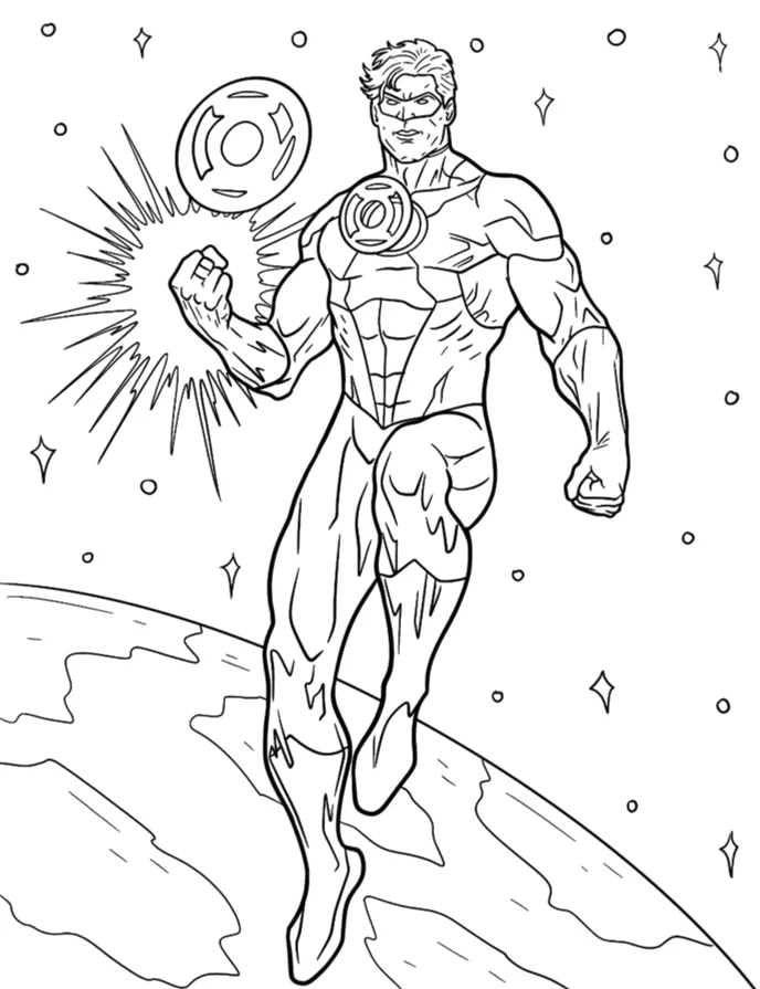Desenho de Lanterna Verde para colorir e imprimir: número 10