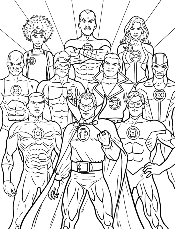 Desenho de Lanterna Verde para colorir e imprimir: número 13