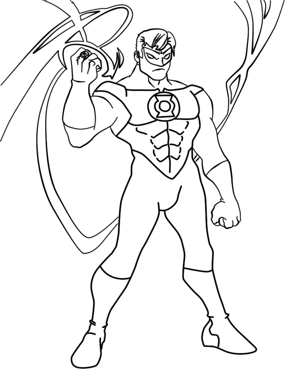 Desenho de Lanterna Verde para colorir e imprimir: número 18