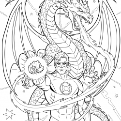 Desenho de Lanterna Verde para colorir e imprimir: número 20