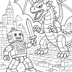 Desenho de Lego para colorir e imprimir: número 14
