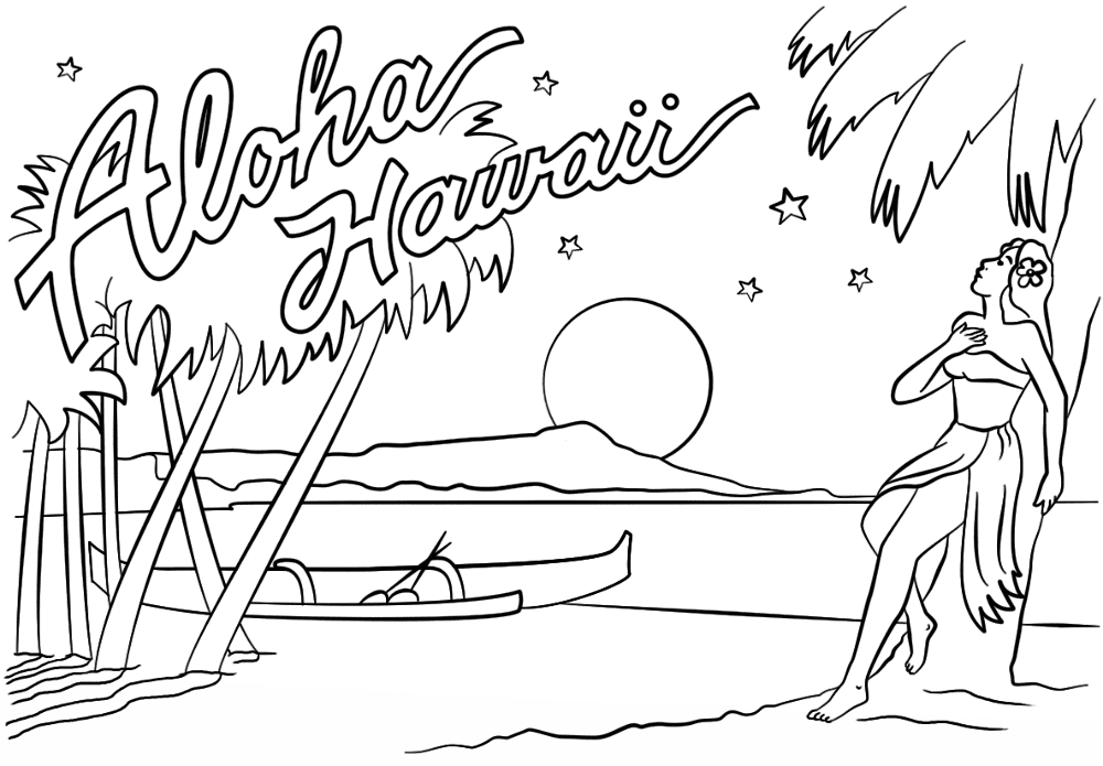 Desenho de Lei Havaiana para colorir e imprimir: número 6