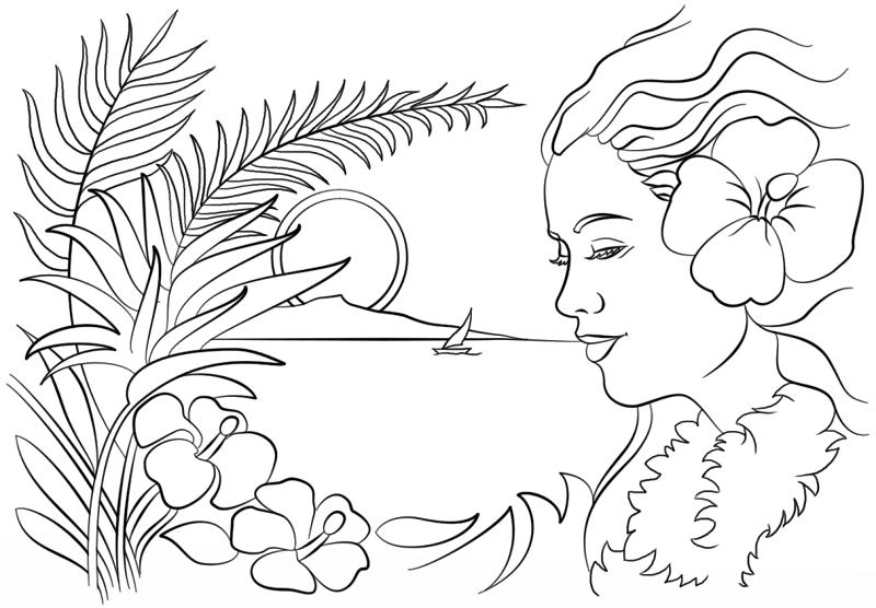 Desenho de Lei Havaiana para colorir e imprimir: número 7