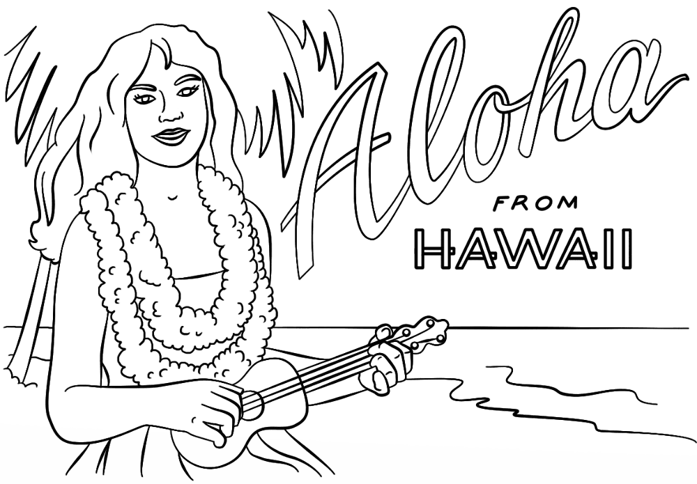 Desenho de Lei Havaiana para colorir e imprimir: número 10