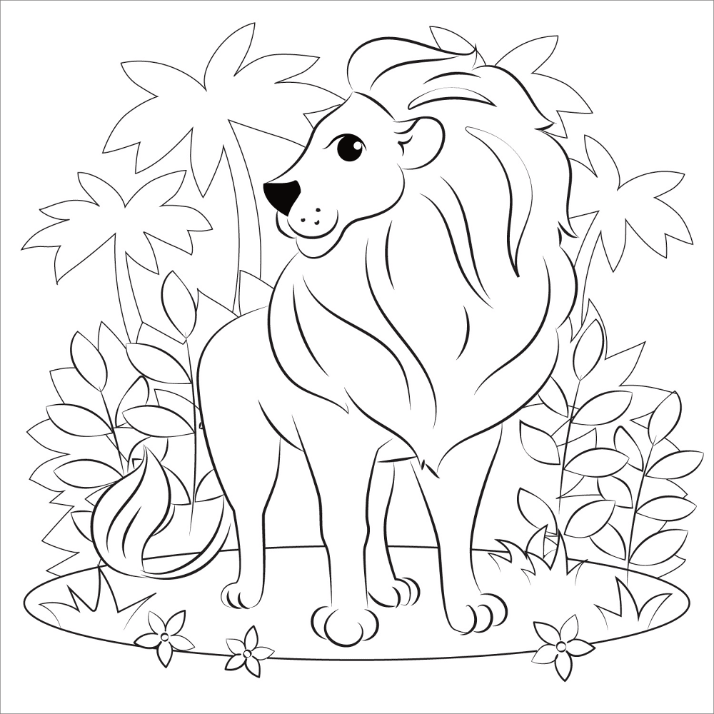 Desenho de Leóes para colorir e imprimir: número 1