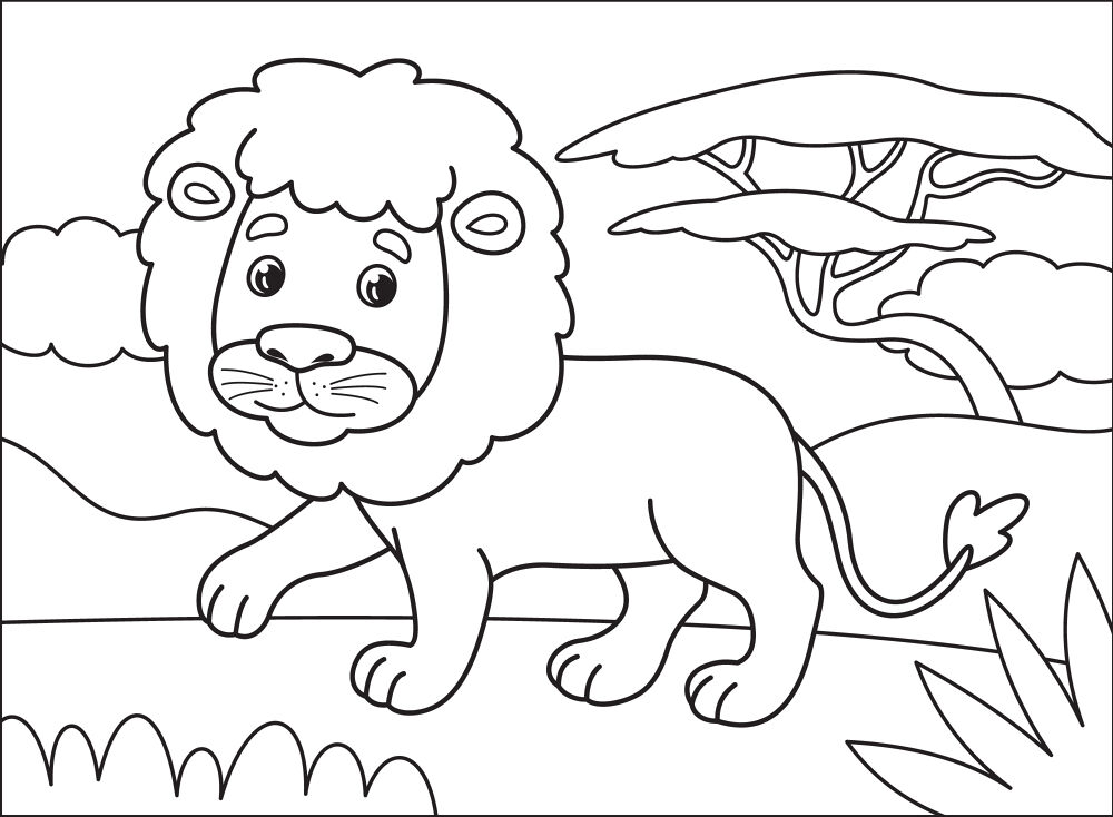 Desenho de Leóes para colorir e imprimir: número 2