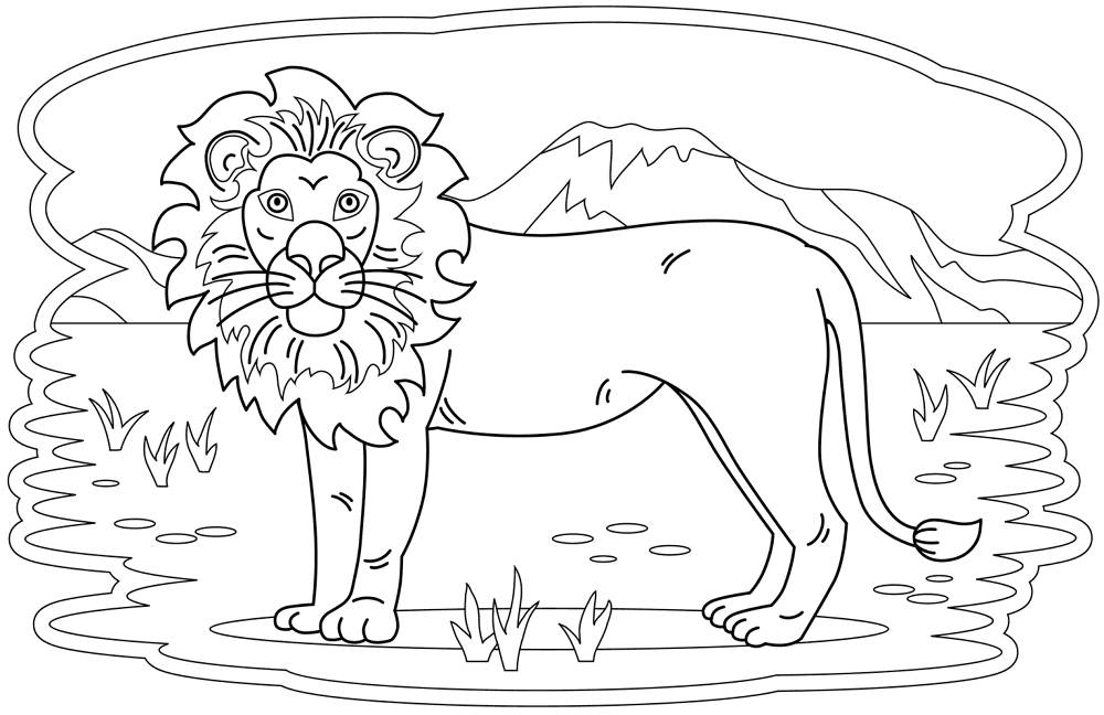 Desenho de Leóes para colorir e imprimir: número 3