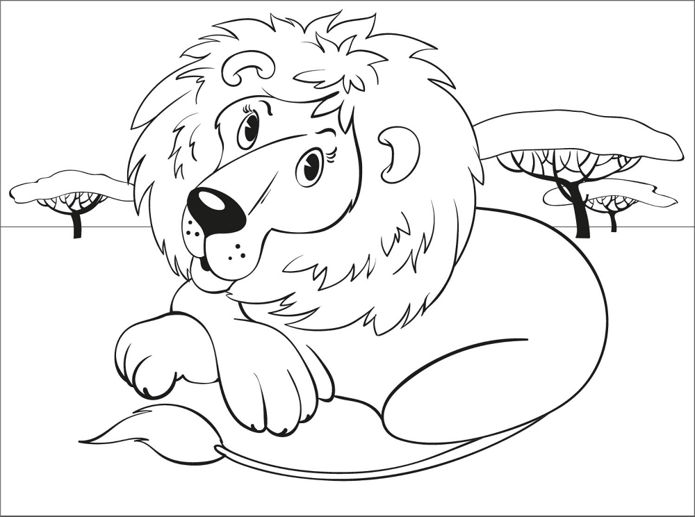 Desenho de Leóes para colorir e imprimir: número 4
