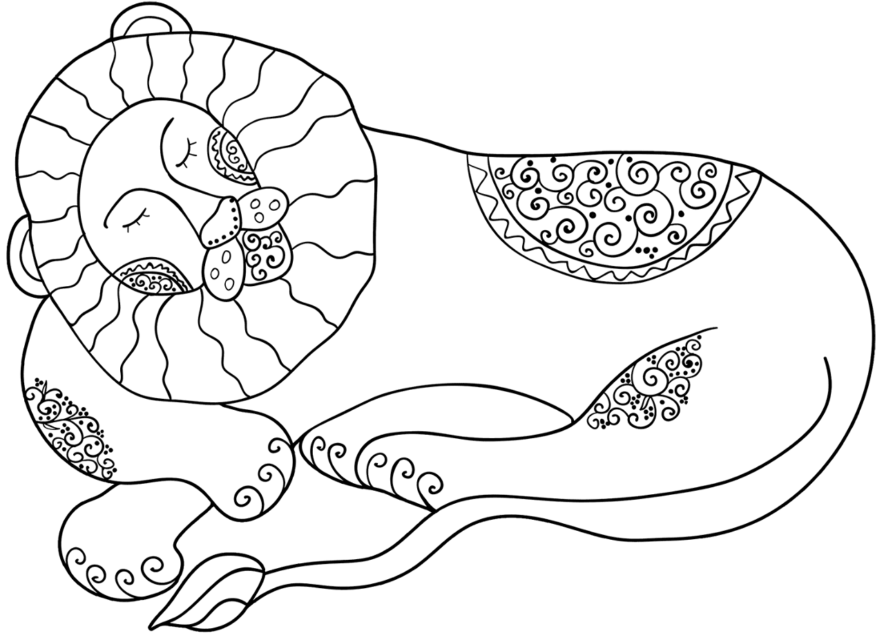 Desenho de Leóes para colorir e imprimir: número 14