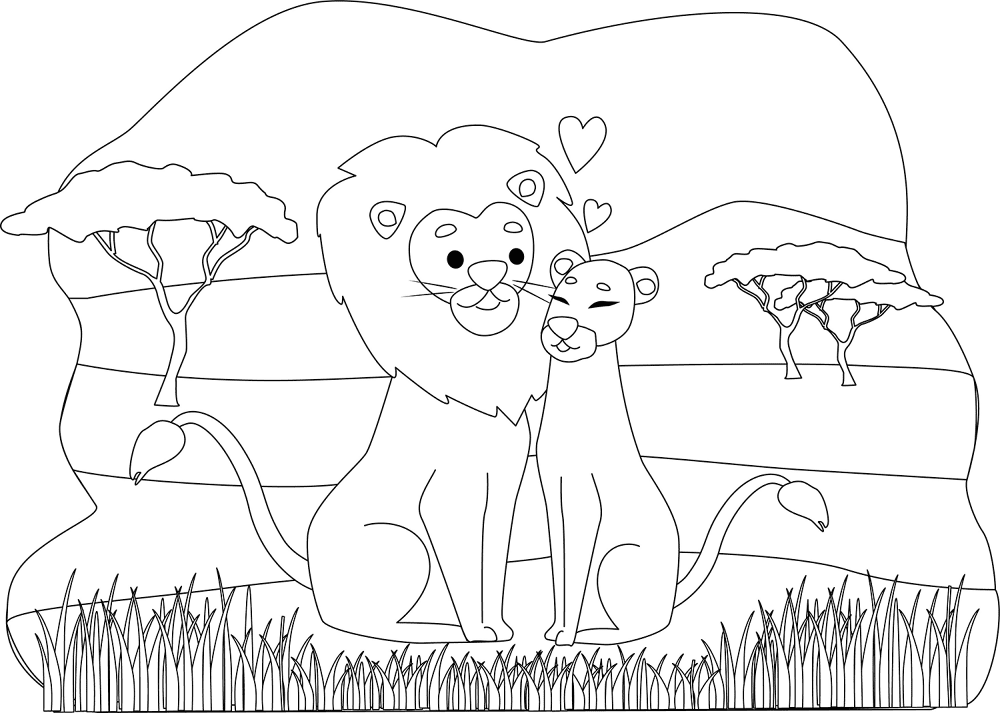 Desenho de Leóes para colorir e imprimir: número 21