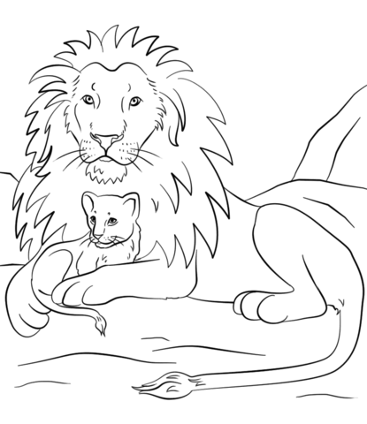 Desenho de Leóes para colorir e imprimir: número 33