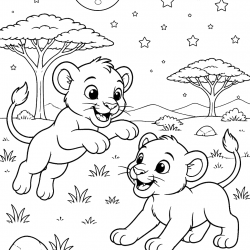 Desenho de Leóes para colorir e imprimir: número 45