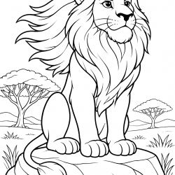 Desenho de Leóes para colorir e imprimir: número 46