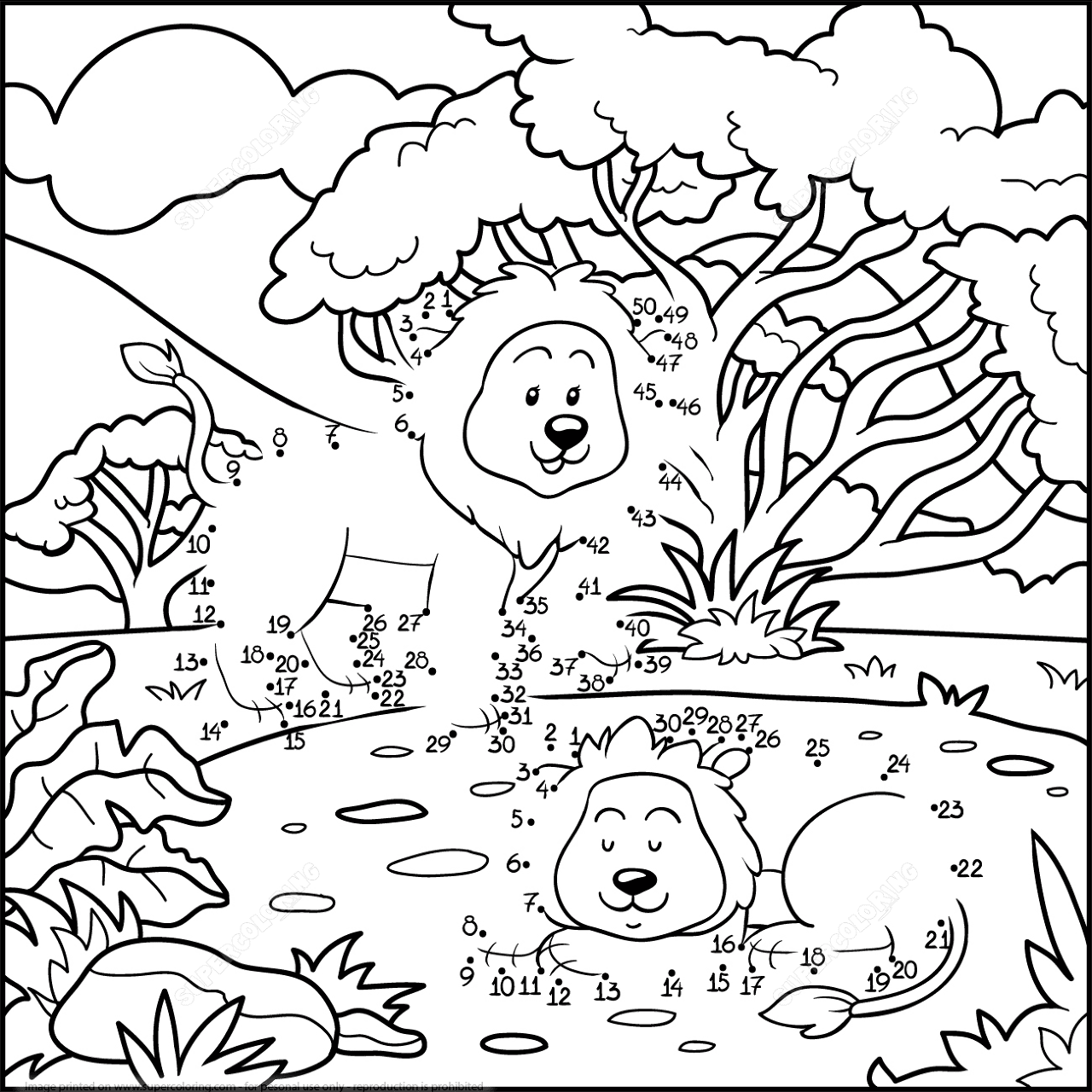 Desenho de Leóes para colorir