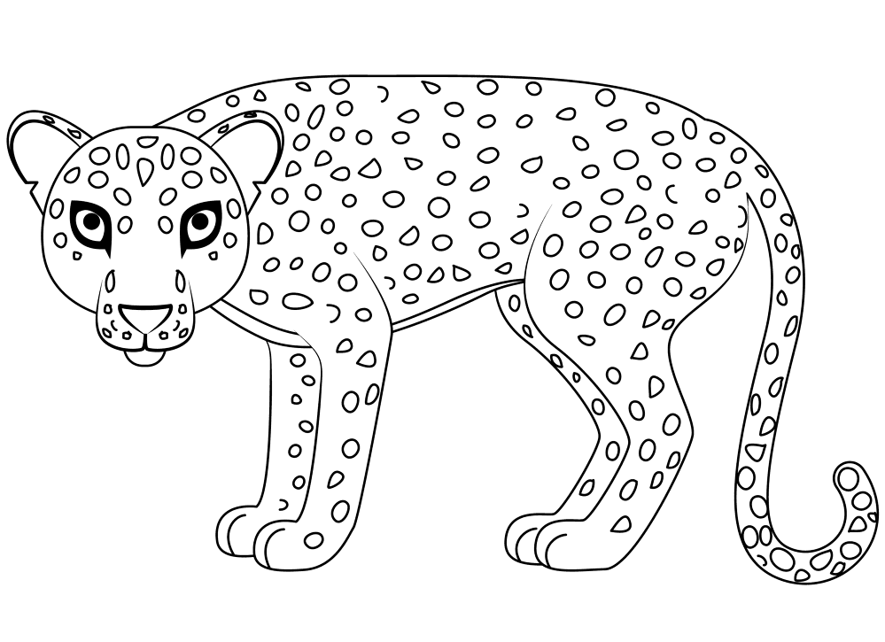 Desenho de Leopardos para colorir e imprimir: número 4