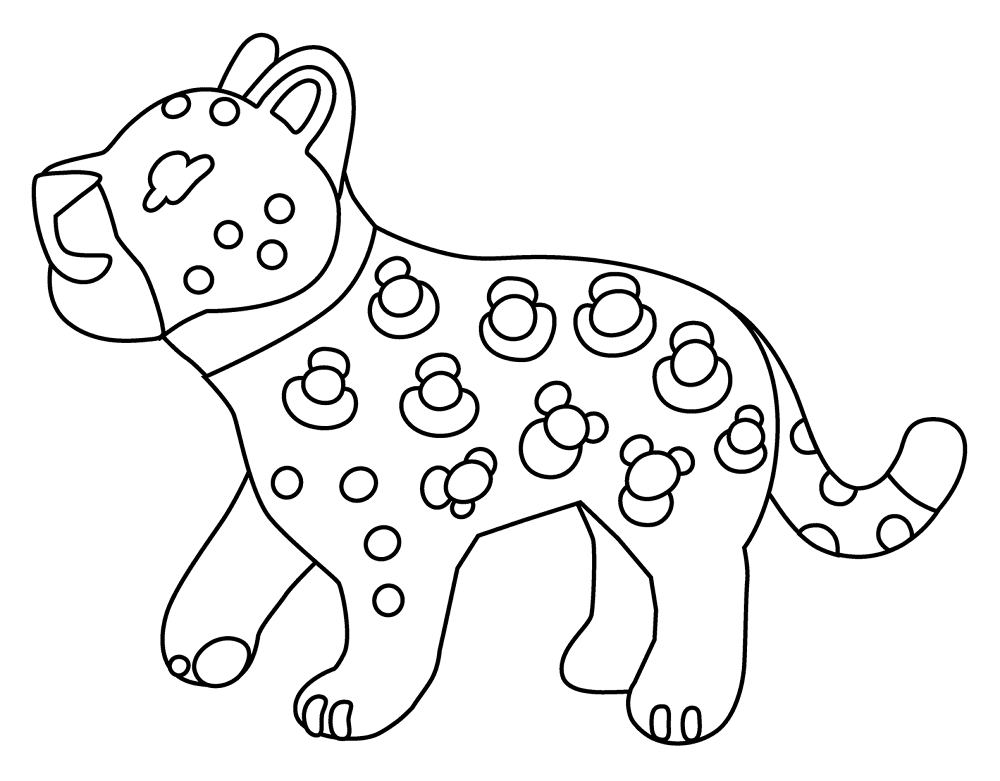 Desenho de Leopardos para colorir e imprimir: número 9