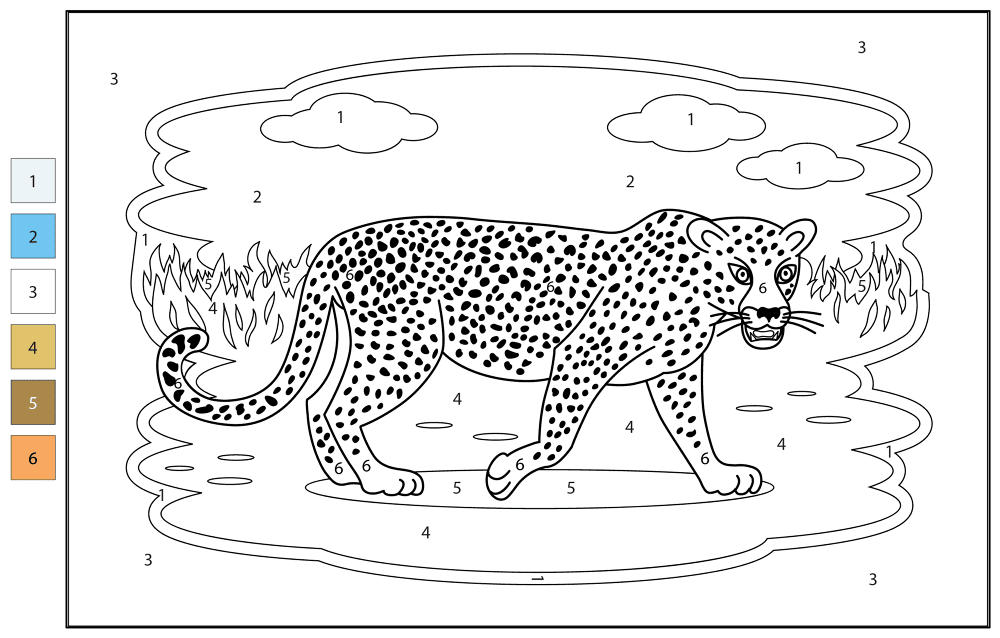 Desenho de Leopardos para colorir e imprimir: número 12