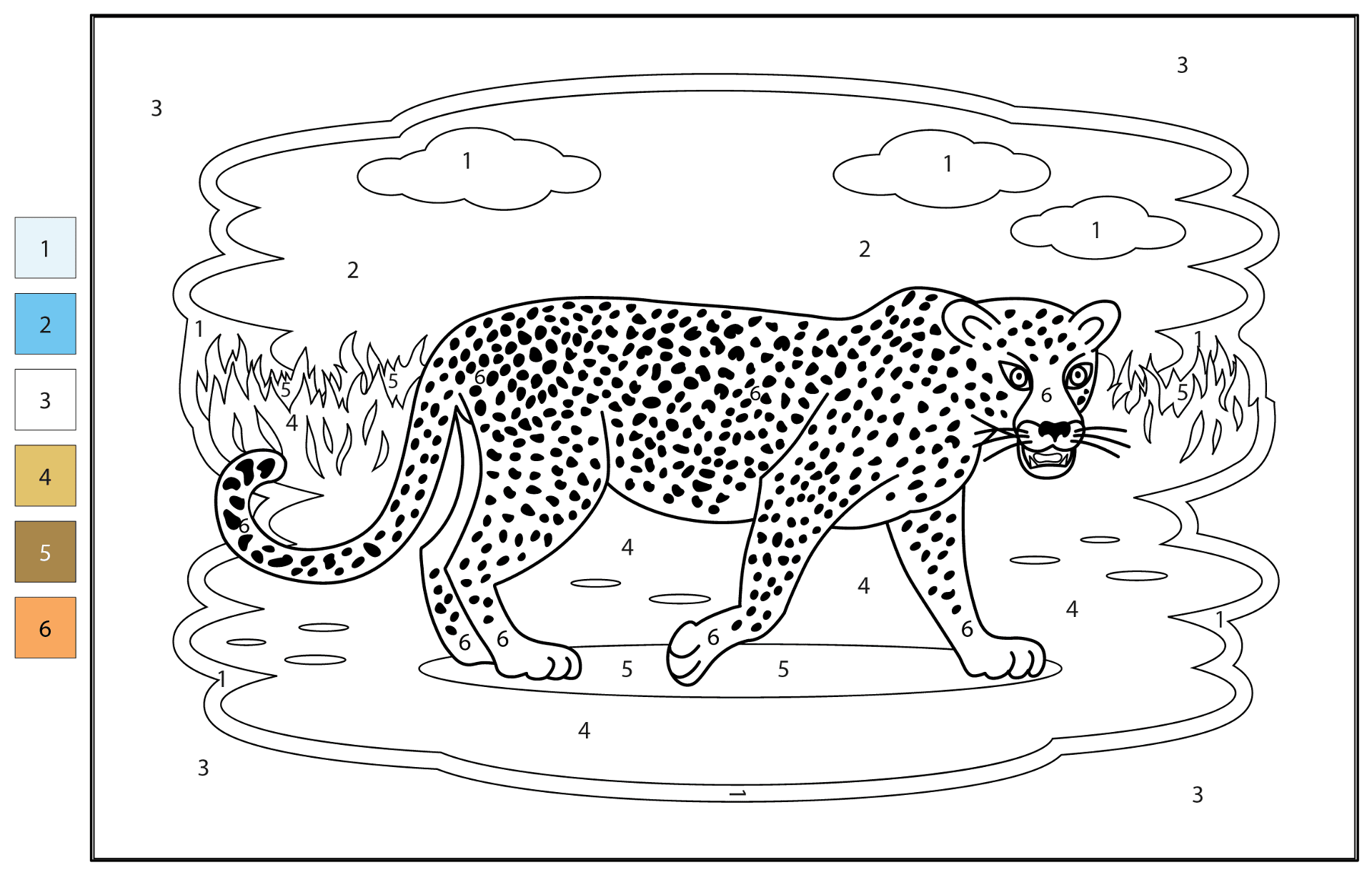 Desenho de Leopardos para colorir e imprimir: número 41