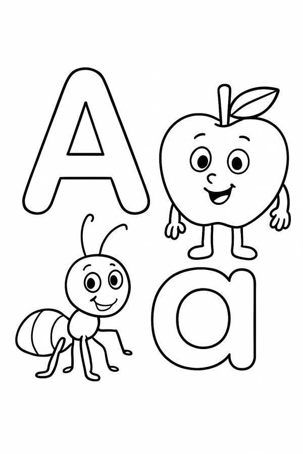 Desenho de Letras Alfabeto para colorir e imprimir: número 1