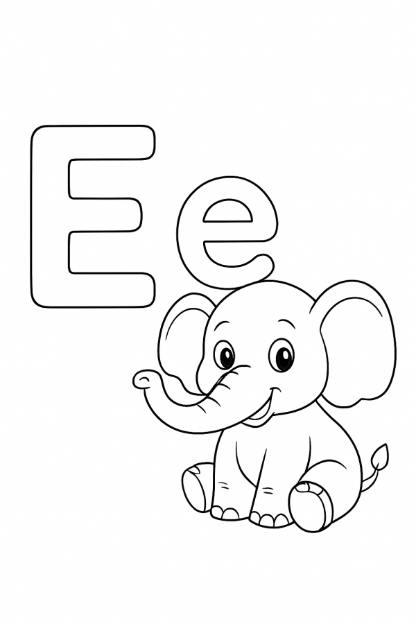 Desenho de Letras Alfabeto para colorir e imprimir: número 5