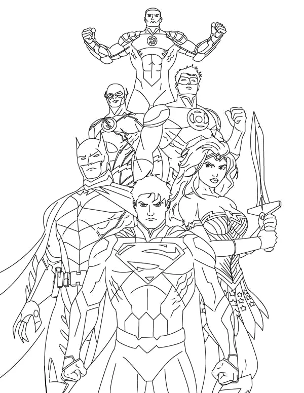 Desenho de Liga da Justica para colorir e imprimir: número 16