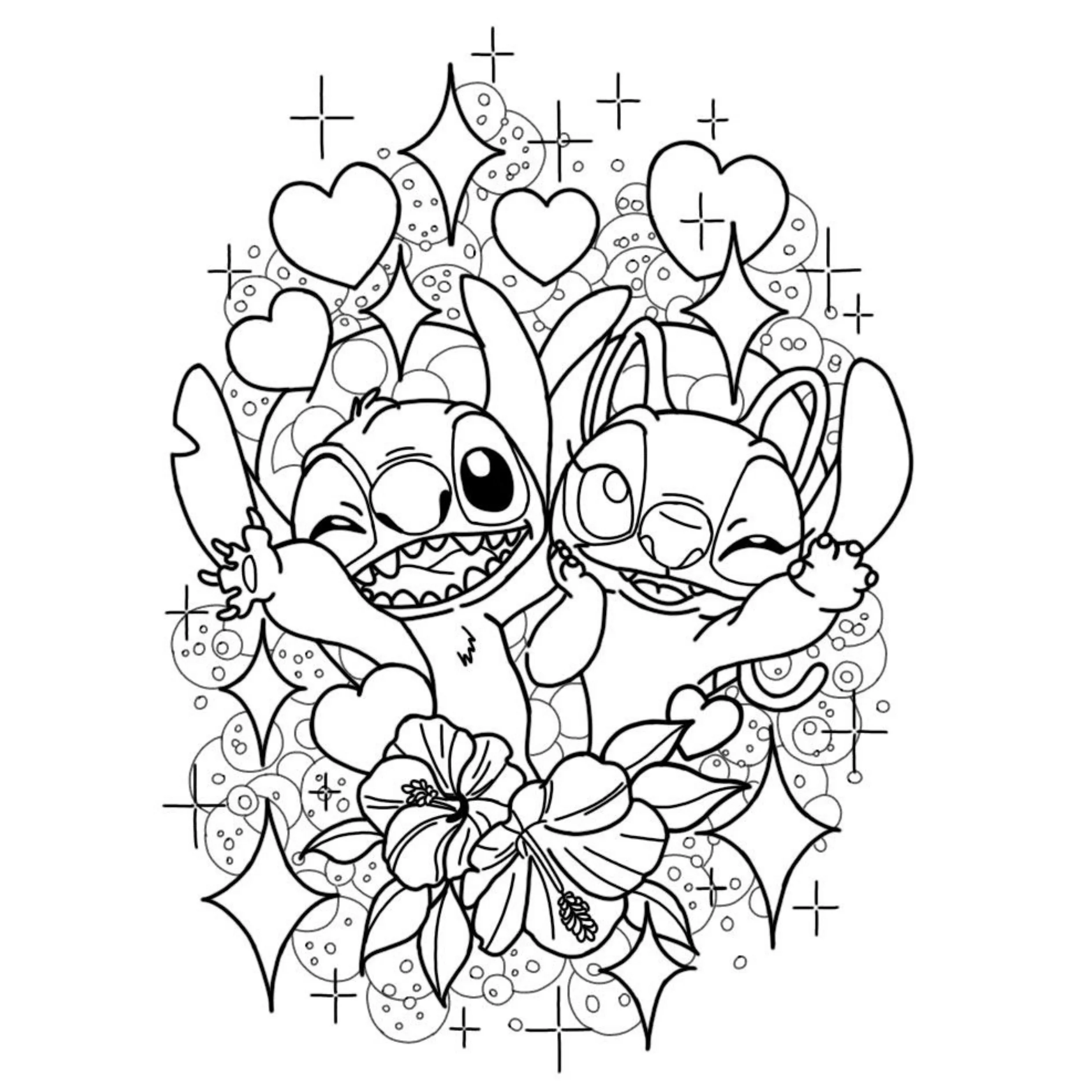 Desenho de Lilo e Stitch para colorir e imprimir: número 2