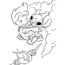 Desenho de Lilo e Stitch para colorir e imprimir: número 5
