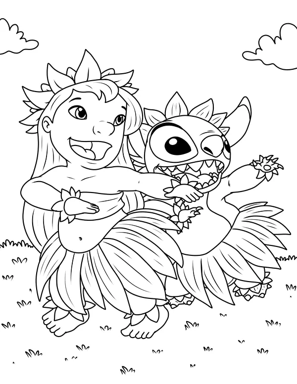 Desenho de Lilo e Stitch para colorir e imprimir: número 18