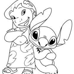 Desenho de Lilo e Stitch para colorir e imprimir: número 19
