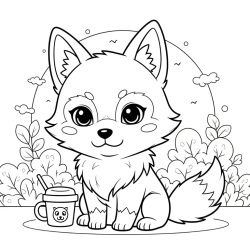Desenho de Lobo para colorir e imprimir: número 3