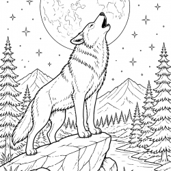 Desenho de Lobo para colorir e imprimir: número 12