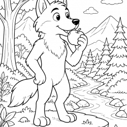 Desenho de Lobo para colorir e imprimir: número 15