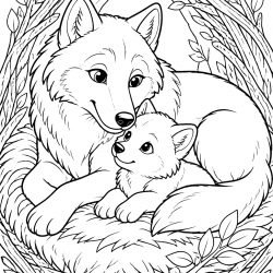 Desenho de Lobo para colorir e imprimir: número 17