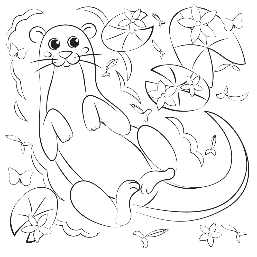 Desenho de Lontra para colorir e imprimir: número 14